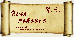 Nina Ašković vizit kartica